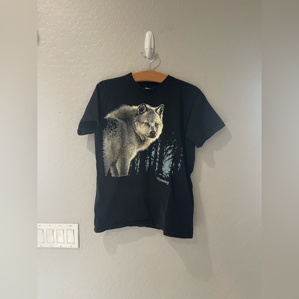 Vintage 1990 Harlequin Wolf Wilderness SS‎ Shirt Size Small